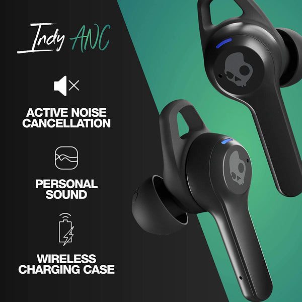 Skullcandy Indy ANC True Wireless Headphones with Active Noise Cancelling & Charging Case - Black or Grey