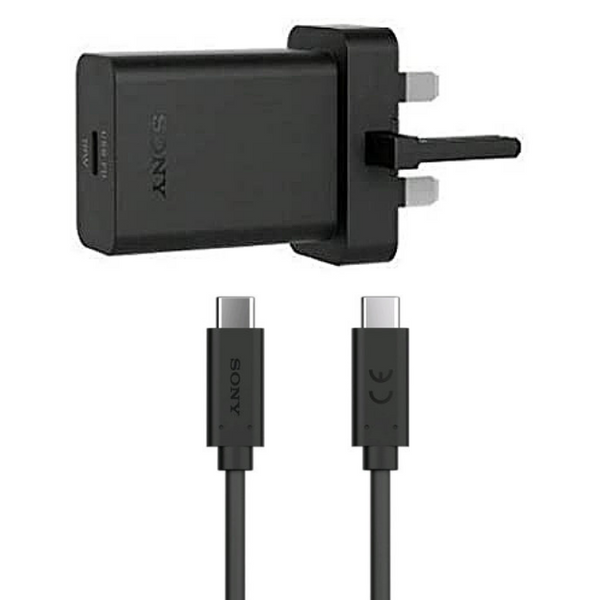 Sony 30W Fast Mains Wall Charger & 1m USB-C to USB-C Cable (UK) - Black - XQZUC1B.UK