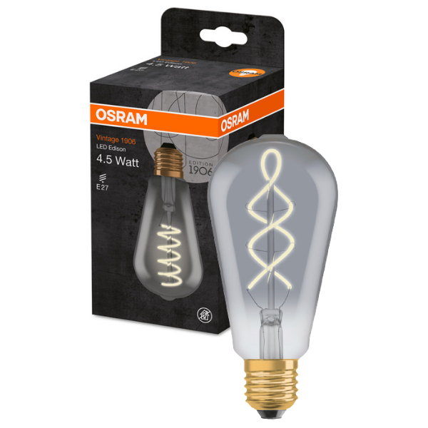 Osram 1906 LED E27 Vintage Filament Glass ES Bulb 25W - Smoke - LV269941