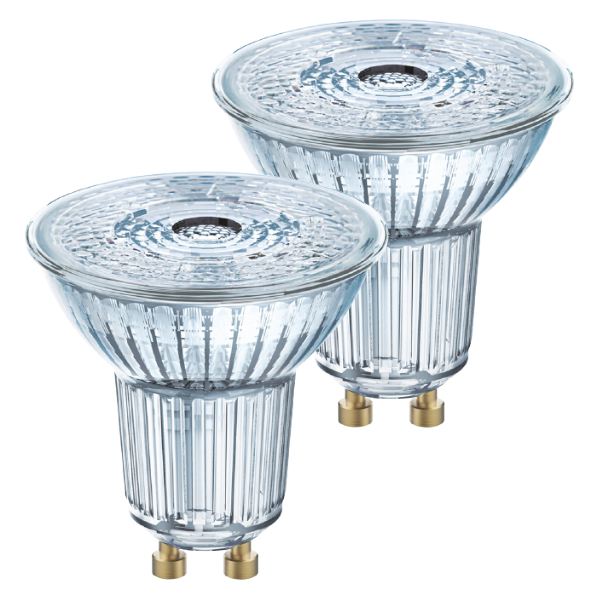 Osram LED GU10 Full Glass Spot Lamp Light Bulb 50W (2 Pack) - Warm White - LV260252