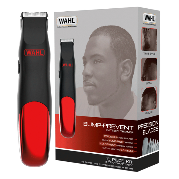 Wahl Bump Prevent Battery Trimmer with Precision Blades - Black/Red - 9906-4017
