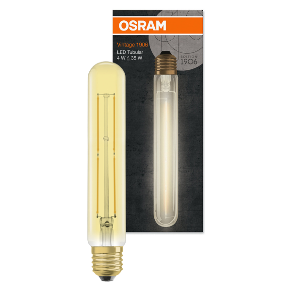 Osram 1906 LED E27 Vintage Filament Glass ES Bulb Tubular 40W - Gold - LV808188