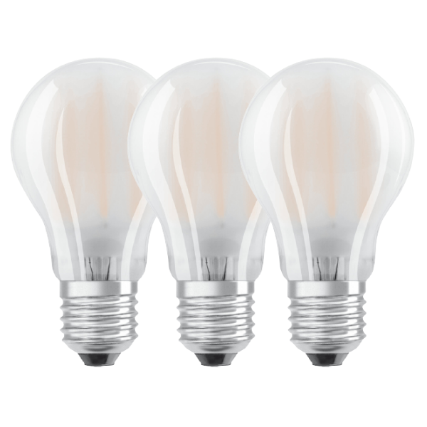 Osram LED E27 Frosted Filament GLS ES Light Bulb Arbitrary 60W (3 Pack) - Warm White - LV819351