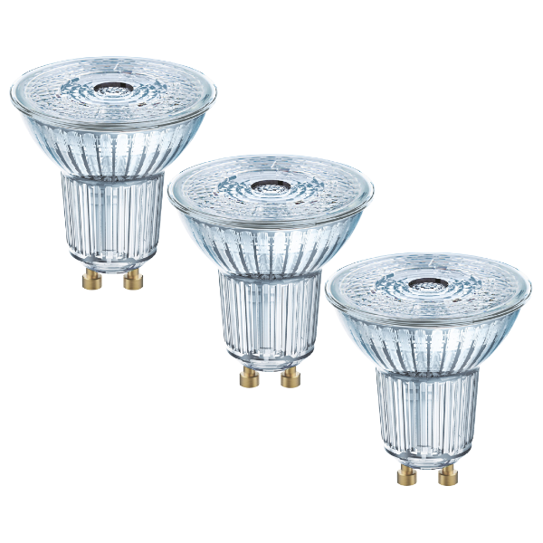 Osram LED GU10 Full Glass Spot Light Bulb 50W (3 Pack) - Warm White - LV818392