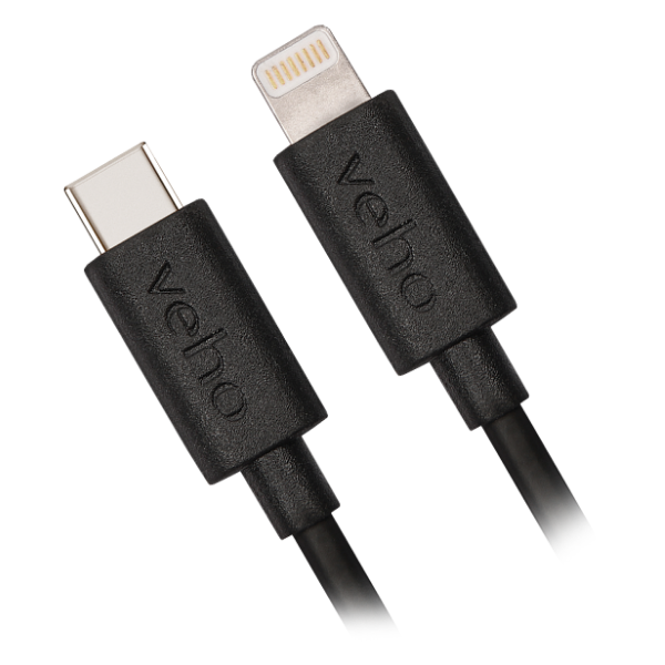 Veho Pebble USB-C to Lightning Charge and Sync Cable | 20CM - Black - VCL-004-MFI-C-20CM
