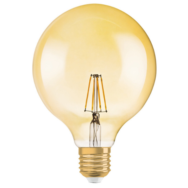 Osram 1906 LED E27 Vintage Filament Glass ES Bulb Globe Dimmable 51W - Gold - LV808997