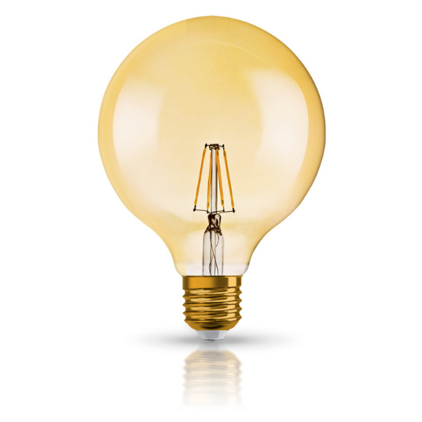 Osram 1906 LED E27 Vintage Filament Glass ES Bulb Globe 23W Gold L