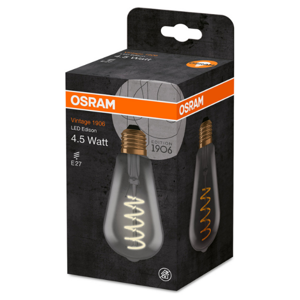 Osram 1906 LED E27 Vintage Filament Glass ES Bulb 25W - Smoke - LV269941
