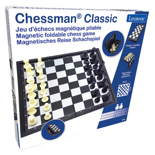 Lexibook Chessman Classic Magnetic & Foldable Chess Game | 7 Years + - Black/White - CGM320