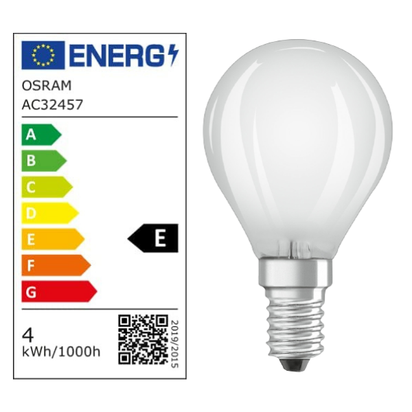 Osram LED E14 Frosted Filament SES Light Bulb Mini Globe 3 Pack LV