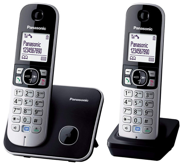 Panasonic KX-TG6812EB Twin DECT Cordless Telephone with Large White LCD and Elegant Design