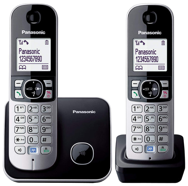 Panasonic KX-TG6812EB Twin DECT Cordless Telephone with Large White LCD and Elegant Design