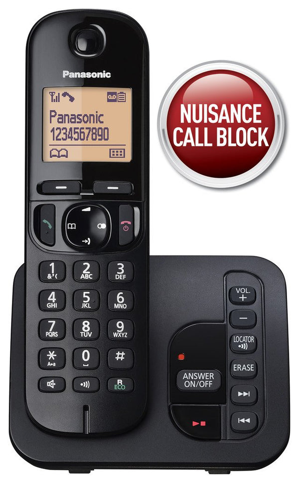 Panasonic KX-TGC220EB Single Digital Cordless Phone with LCD Display & Answer Machine