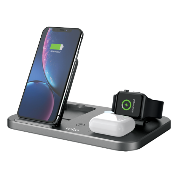 Veho DS7 Qi Wireless Multi-Charging Station | Trio Charging - Grey - VWC-004-DS7