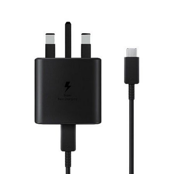 Samsung Super Fast 45W 3-Pin Wall Charger 2.0 with USB Type-C to Type-C Cable (5 A) - Black - EP-TA845XBEGGB