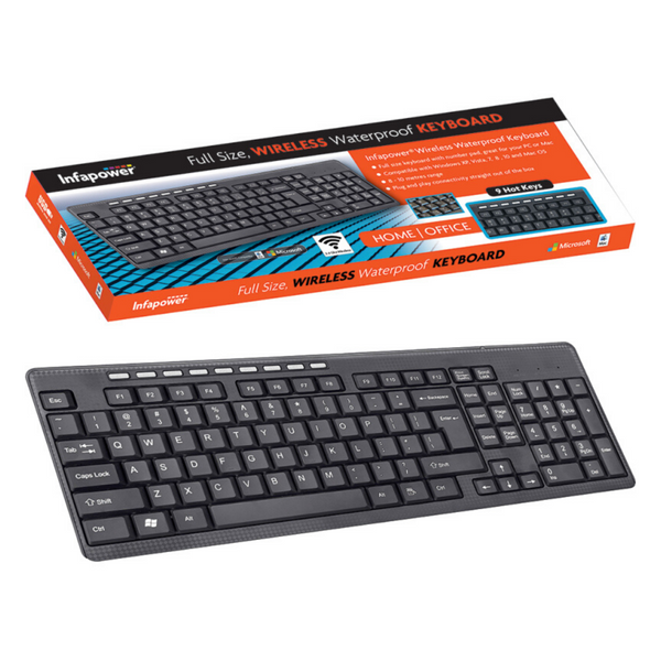 Infapower Full Size Wireless Keyboard (UK) - Black - X204