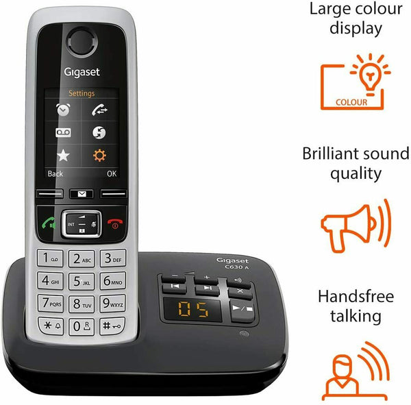 Gigaset C630A Single DECT Cordless Telephone with Answer Machine & Call-Block
