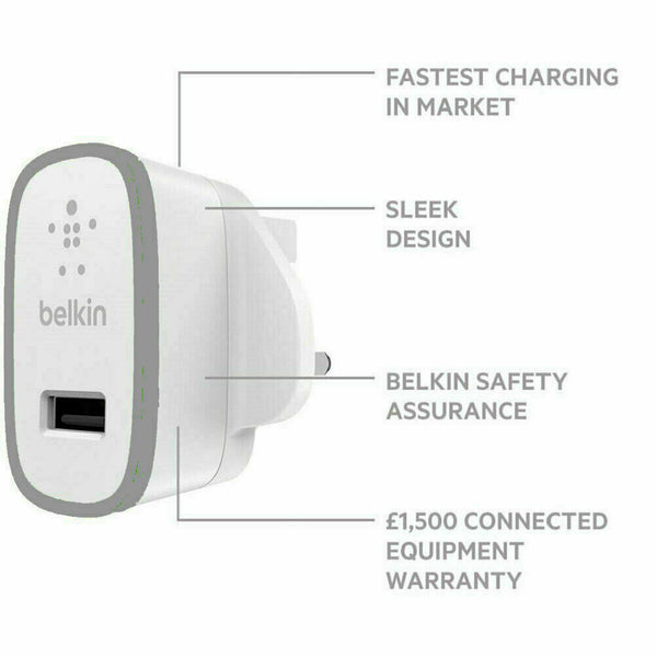 Belkin 12W Mixit 2.4A Universal UK Mains Charger for Phones & Tablets - Grey - F8M731drGRY