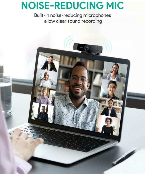 Aukey Full HD 1080p Webcam (USB) for Video Chat with Stereo Microphone - Black - PC-LM1E